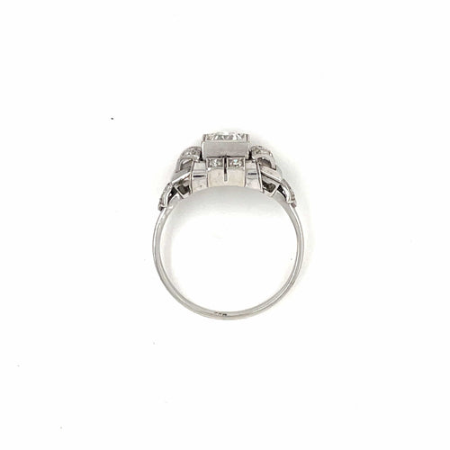 Bague 57 Art déco - Bague de fiançailles diamant en or blanc 18k 58 Facettes
