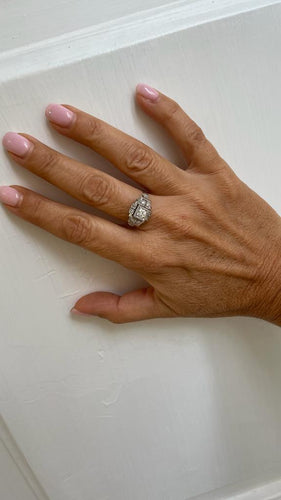 Bague 57 Art déco - Bague de fiançailles diamant en or blanc 18k 58 Facettes
