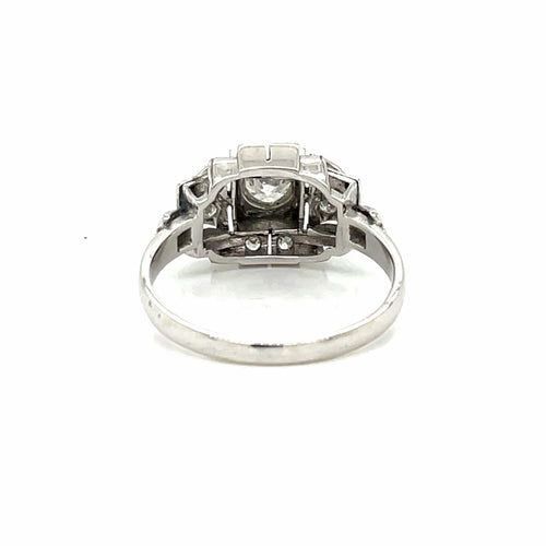 Bague 57 Art déco - Bague de fiançailles diamant en or blanc 18k 58 Facettes