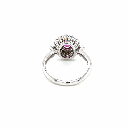 Bague 55 Bague cluster en or blanc 18k rubis diamants 58 Facettes