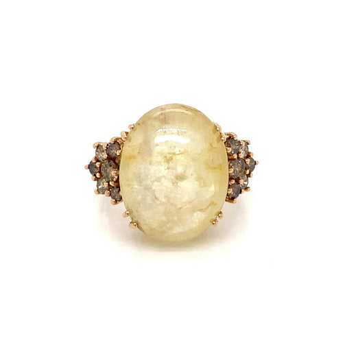 Bague 57 Vintage - Bague cocktail en or rose saphir et diamants 58 Facettes
