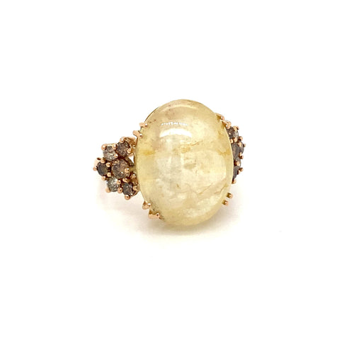 Bague 57 Vintage - Bague cocktail en or rose saphir et diamants 58 Facettes