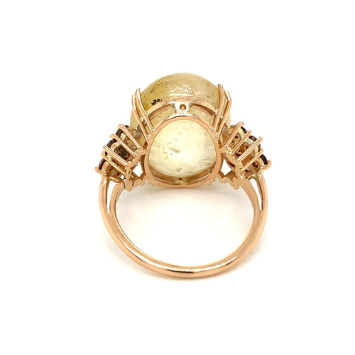 Bague 57 Vintage - Bague cocktail en or rose saphir et diamants 58 Facettes