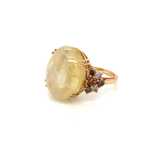 Bague 57 Vintage - Bague cocktail en or rose saphir et diamants 58 Facettes