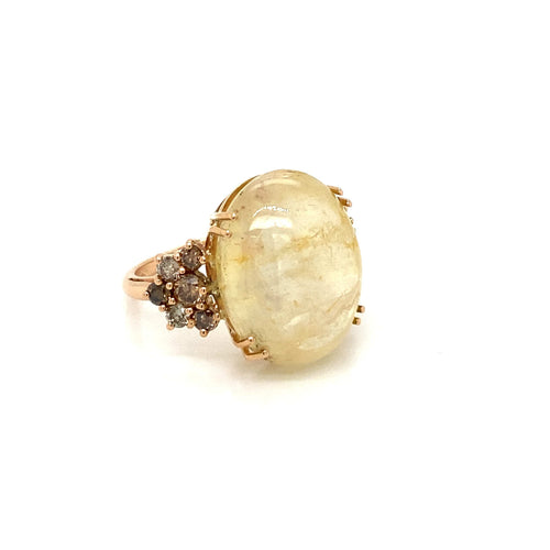 Bague 57 Vintage - Bague cocktail en or rose saphir et diamants 58 Facettes