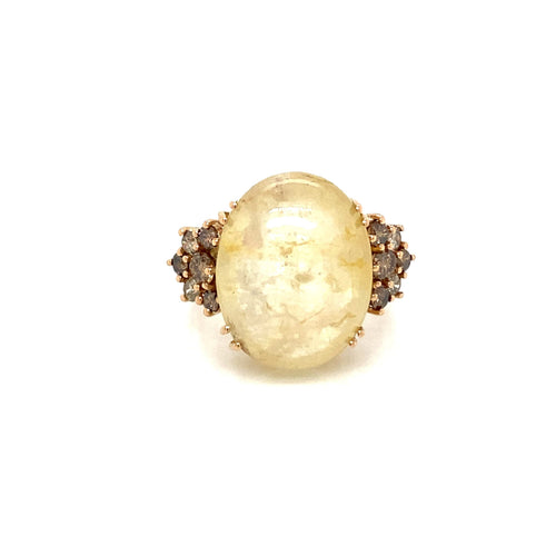 Bague 57 Vintage - Bague cocktail en or rose saphir et diamants 58 Facettes