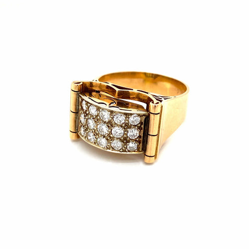Bague 52 Art déco - Bague en or jaune 18 k diamants 58 Facettes