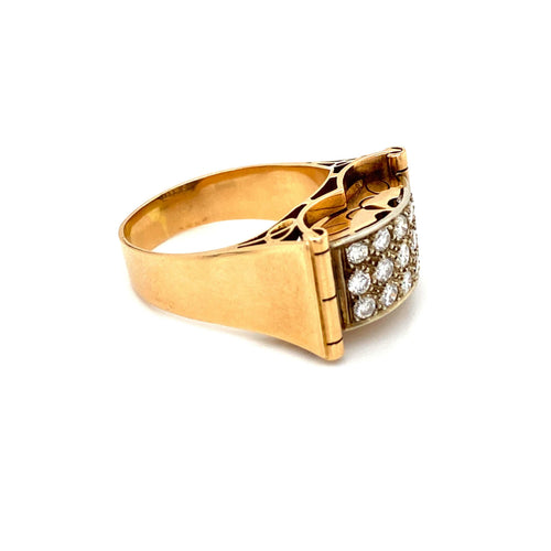 Bague 52 Art déco - Bague en or jaune 18 k diamants 58 Facettes