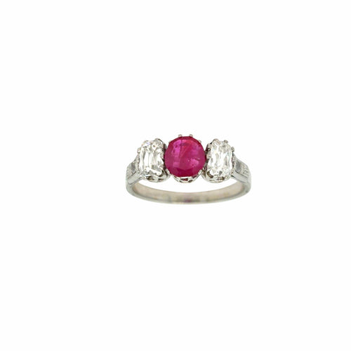 Bague Art Déco - Bague en or 18k avec rubis et diamants 58 Facettes