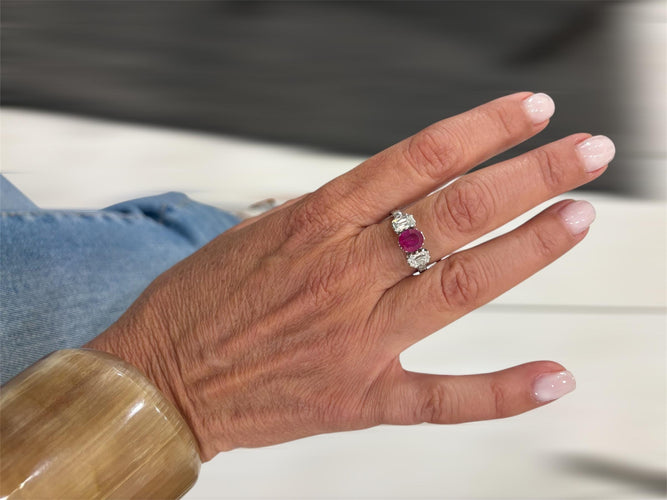 Bague Art Déco - Bague en or 18k avec rubis et diamants 58 Facettes