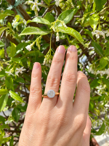 Bague 53 Solitaire - Bague en or jaune et blanc 18 k diamant coussin 58 Facettes