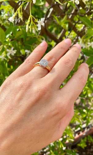 Bague 53 Solitaire - Bague en or jaune et blanc 18 k diamant coussin 58 Facettes