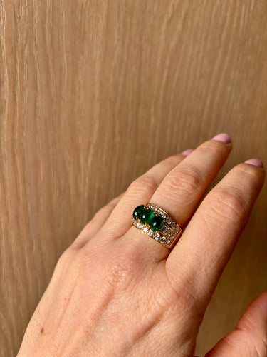 Bague Bulgari - Bague Trombino en or jaune, émeraudes et diamants 58 Facettes