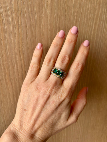 Bague Bulgari - Bague Trombino en or jaune, émeraudes et diamants 58 Facettes