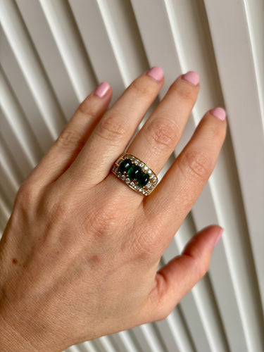 Bague Bulgari - Bague Trombino en or jaune, émeraudes et diamants 58 Facettes