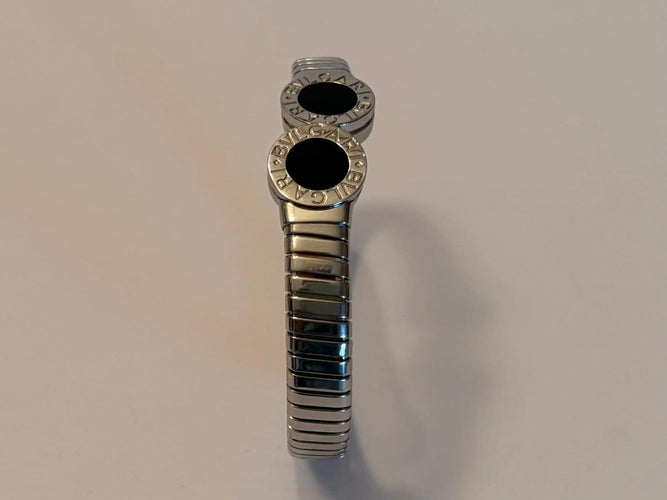 Bvlgari Bvlgari - Bracelet Tubogas en acier et onyx 58 Facettes AZ-PG-262169