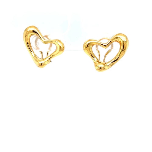 Boucles d'oreilles Tiffany & Co. Elsa Peretti - Boucles d'oreilles Open Heart en or jaune 18k 58 Facettes