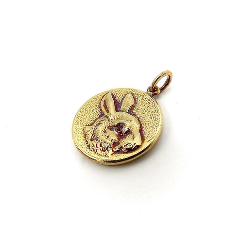 Pendentif Cute as a Button - Pendentif lapin en or 14K et rubis 58 Facettes