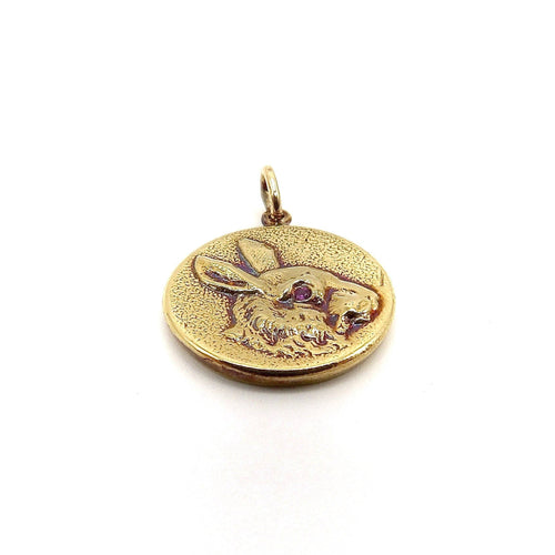 Pendentif Cute as a Button - Pendentif lapin en or 14K et rubis 58 Facettes