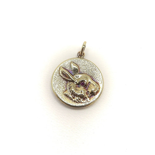 Pendentif Cute as a Button - Pendentif lapin en or 14K et rubis 58 Facettes
