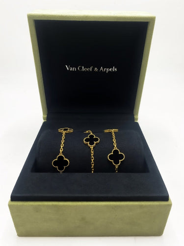 Van Cleef & Arpels Vintage Alhambra - Sautoir en or jaune et onyx 58 Facettes BO/260260