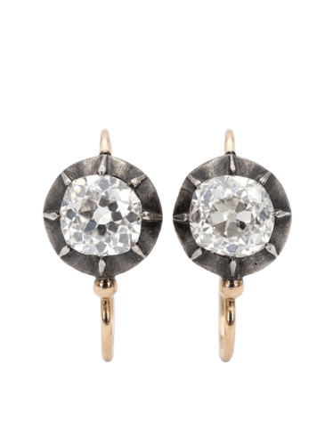 Boucles d'oreilles dormeuses en or 18K, argent et diamants 58 Facettes BO/260266