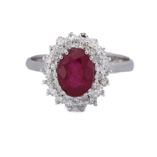 56 Bague en or blanc 18 kt avec rubis et diamants 58 Facettes AN543 (0099)