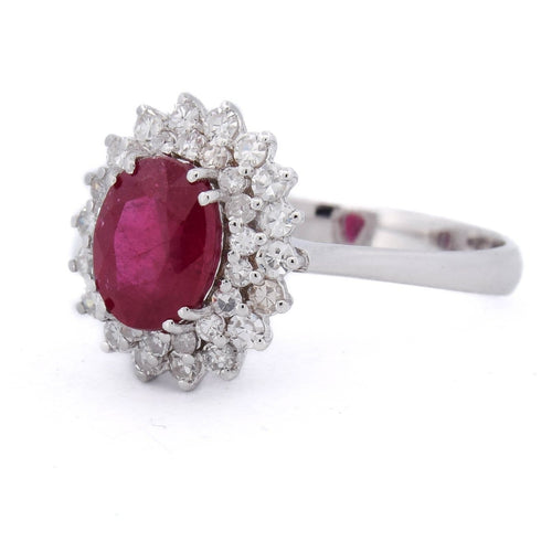 56 Bague en or blanc 18 kt avec rubis et diamants 58 Facettes AN543 (0099)