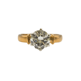 53 Solitaire bicolore - Bague en or rose et blanc, diamant 1,70 ct 58 Facettes 322/366