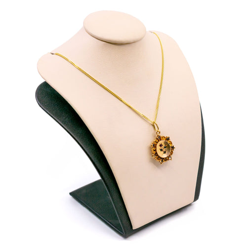 Pendentif Pendentif floral ancien en or 14k, émeraudes, grenats et strass 58 Facettes ED23C5792B6645E4A272D3C153DCF538