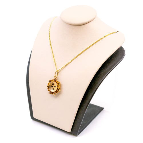 Pendentif Pendentif floral ancien en or 14k, émeraudes, grenats et strass 58 Facettes ED23C5792B6645E4A272D3C153DCF538