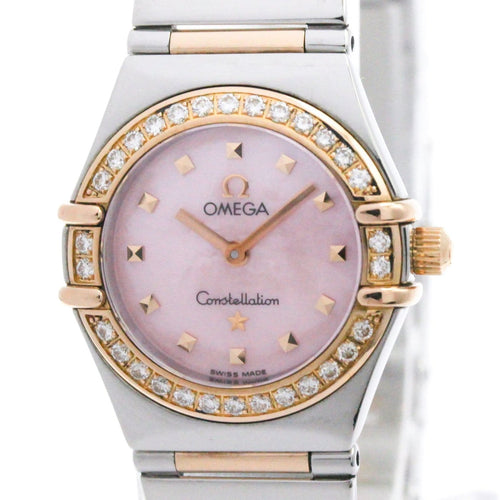 Montre Omega Constellation - Montre quartz acier, or rose et diamants 58 Facettes cfaz1xn1to