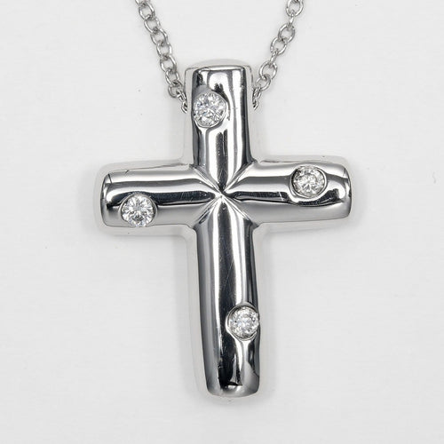 Ciondolo Tiffany & Co. - Ciondolo a croce in platino e diamanti 58 Facettes vcem0tfn0n