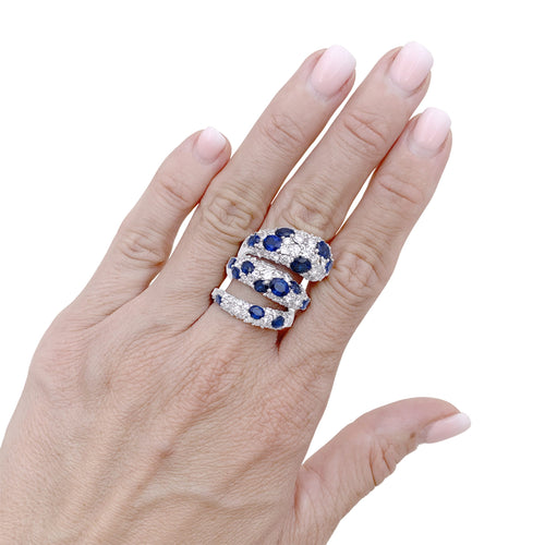 Bague 55 Bague Serpent en or blanc, diamants et saphirs 58 Facettes 35917
