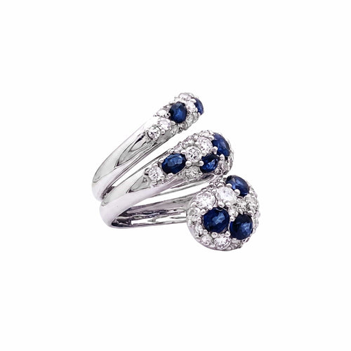 Bague 55 Bague Serpent en or blanc, diamants et saphirs 58 Facettes 35917