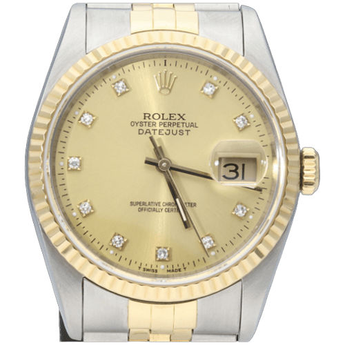 Rolex Datejust - Montre en or jaune 18K, acier et diamants
