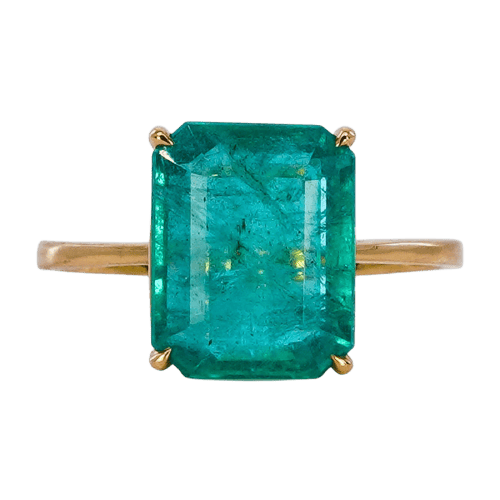 60 Bague en or jaune 18 carats avec émeraude naturelle 58 Facettes R0011