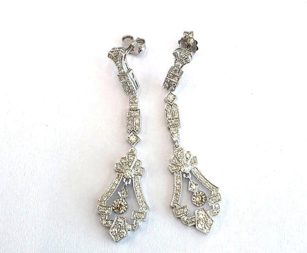 Boucles d'oreilles Art déco - Boucles d'oreilles en or blanc 18 kt et diamants 58 Facettes 494/26 G