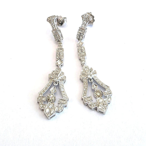 Boucles d'oreilles Art déco - Boucles d'oreilles en or blanc 18 kt et diamants 58 Facettes 494/26 G