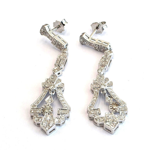 Boucles d'oreilles Art déco - Boucles d'oreilles en or blanc 18 kt et diamants 58 Facettes 494/26 G