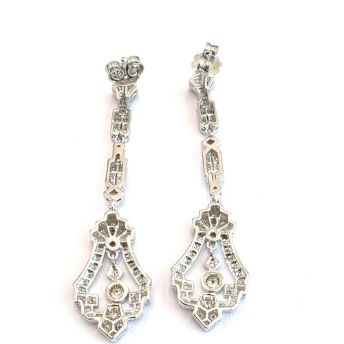 Boucles d'oreilles Art déco - Boucles d'oreilles en or blanc 18 kt et diamants 58 Facettes 494/26 G