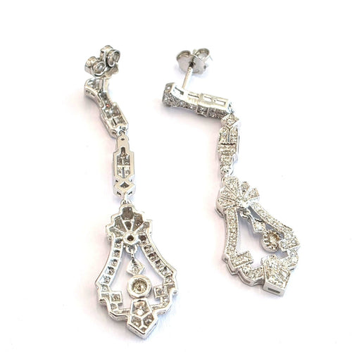 Boucles d'oreilles Art déco - Boucles d'oreilles en or blanc 18 kt et diamants 58 Facettes 494/26 G