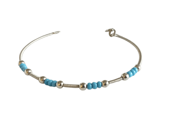 Bracelet en or blanc et turquoises 58 Facettes 01089