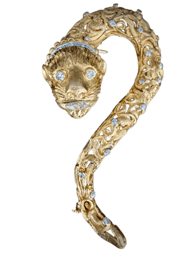 Broche chimère lion-serpent en or jaune, or blanc 18 carats et diamants 58 Facettes broche 43
