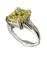 52 Bague trois pierres en or blanc, diamant jaune et diamants trapèze 58 Facettes Bague 50
