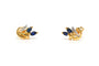 Boucles d'oreilles contemporaines en or jaune et blanc 18 carats et saphirs 58 Facettes 22580