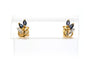 Boucles d'oreilles contemporaines en or jaune et blanc 18 carats et saphirs 58 Facettes 22580