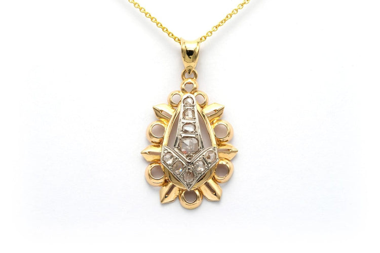 Art Déco - Pendentif en or jaune et blanc 18 carats et diamants 58 Facettes 22686