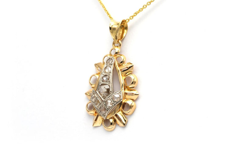 Art Déco - Pendentif en or jaune et blanc 18 carats et diamants 58 Facettes 22686