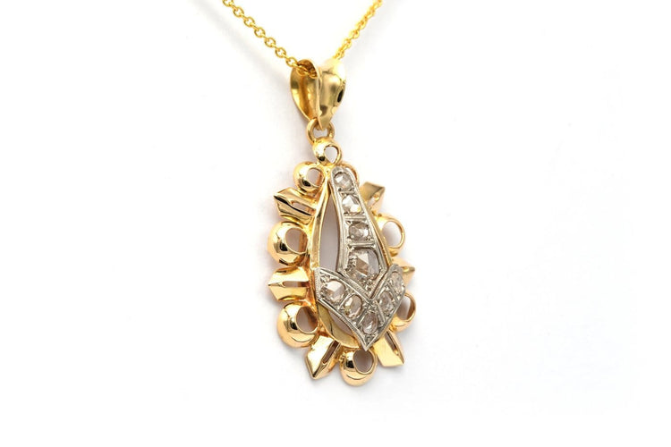 Art Déco - Pendentif en or jaune et blanc 18 carats et diamants 58 Facettes 22686